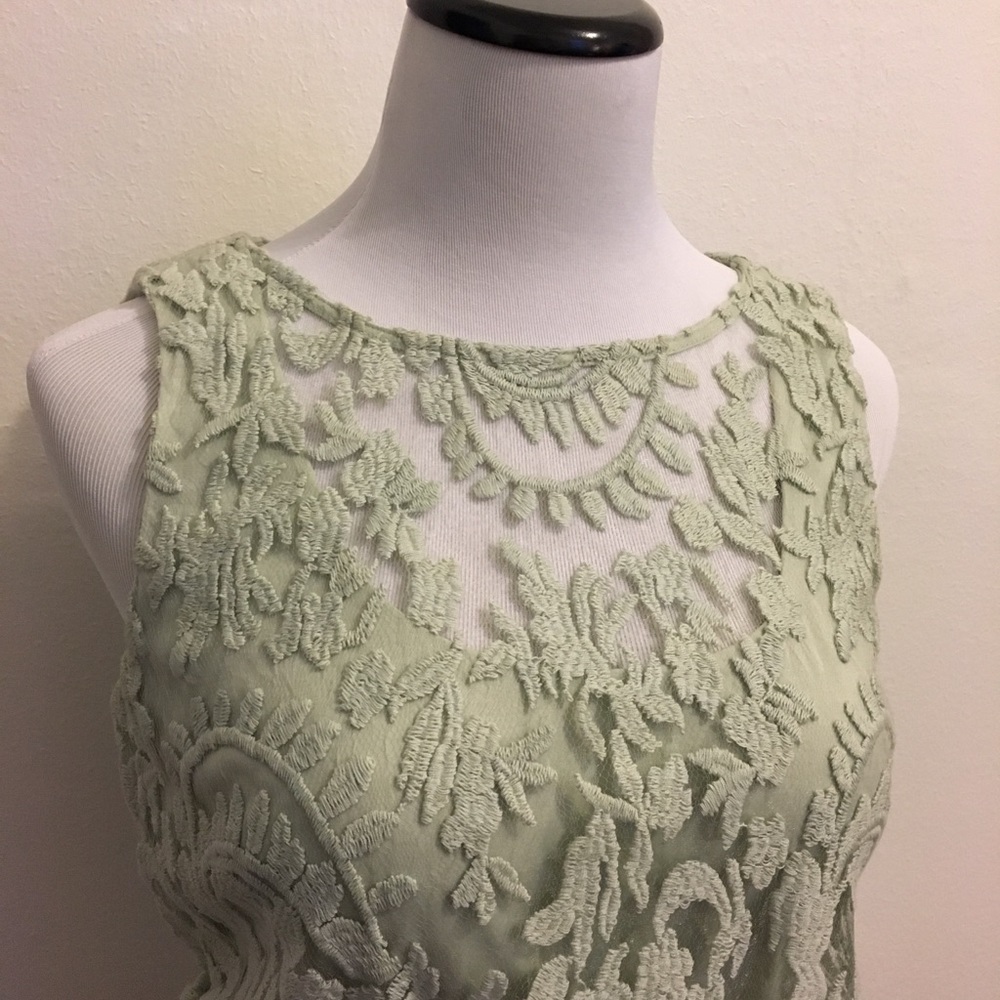 Adrianna Papell Mint Lace Illusion Dress